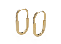 Par de pendientes PVD Oro Cobalto Cromo CoCr Hebilla Multi Strass Blanco