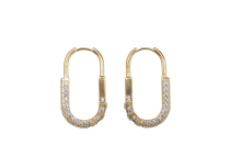 Par de pendientes PVD Oro Cobalto Cromo CoCr Hebilla Multi Strass Blanco
