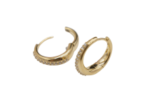 Par de pendientes PVD ORO Cobalto Cromo CoCr Pendiente Redondo Blanco Rhinestone