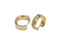 Par de pendientes PVD ORO Cobalto Cromo CoCr Hebilla redonda strass Blanco Cuadrado
