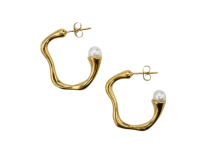 Par de pendientes de perlas doradas