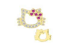 Accesorio interno Titanio Pvd Oro 0.9 kawaii diseño gato blanco strass