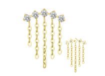 Accesorio interior Titanio pvd oro 0,9 motivo 5 cadena strass blanco