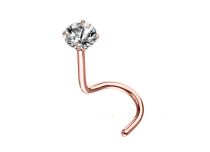 Nariz fina de acero dorado rosa con cristal grabado blanco |  ITC