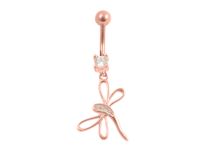 Ombligo de acero rosa con strass libélula |  ITC