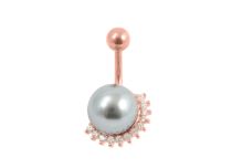 Navel Banana Acero Oro Rosa Perla Sintética con Strass |  ITC
