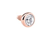 Disco de Acero Oro Rosa con Cristal Blanco Tornillo Interno |  ITC