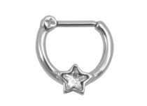 Anillo Septo Acero Bisagra motivo Estrella Cristal Blanco  iTC