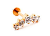 Labret Titanio PVD Oro Estéril Interno Strass Moño Patrón | Itc