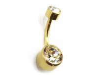 Banana Titanio PVD Oro Bola Estéril Interna 5 / 8 mm Doble Strass |  ITC