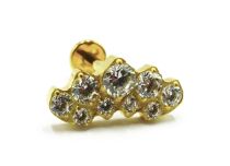 Labret Titanio PVD Oro Estéril Interno Strass Flame pattern |  ITC