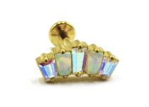 Labret Titanio PVD Oro Interior Estéril Iridiscente Azul Strass Patrón Corona |  ITC