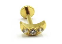 Labret Titanio PVD Oro Estéril Interno Strass Motivo Luna |  ITC