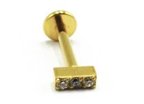 Labret Titanio PVD Oro Barra Interna Patrón Estéril 3 Strass |  ITC
