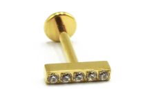 Labret Titanio PVD Oro Barra Interna Patrón Estéril 5 Strass |  ITC