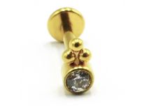 Labret Titanio PVD Oro Estéril Interno 3 Bolas Strass Blanco |  ITC