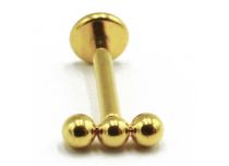 Labret Titanio PVD Oro Patrón Estéril Interno 3 Bolas Rectas |  ITC
