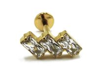 Labret Titanio PVD Oro Patrón Estéril Interno Rectángulo Strass Blanco |  ITC