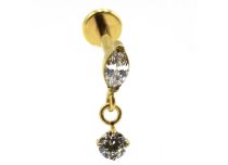 Labret Titanio PVD Oro Estéril Interno Colgante Redondo Blanco Rhinestone |  ITC