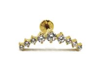 Labret Titanio PVD Oro Patrón interno estéril Corona 9 Strass Blanco |  ITC