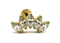 Labret Titanio PVD Oro Estéril Interno Recto Marquesa 5 Strass Blanco |  ITC