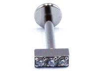 Labret Titane Interne Stérile motif Barre 3 Strass |  ITC
