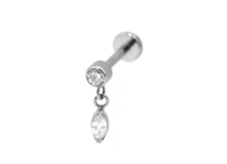 Labret Titanio Estéril Interno Redondo Patrón Blanco Oval Strass Colgante | Itc