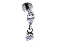 Labret Titane Interne Stérile motif Ovale Pendentif Rond à Strass Blanc |  ITC