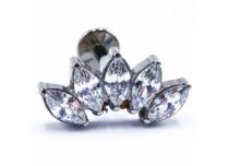 Labret Titane Interne Stérile motif Couronne de 5 Strass Blanc |  ITC
