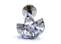 Labret Titane Interne Stérile motif Marquise 3 Strass |  ITC