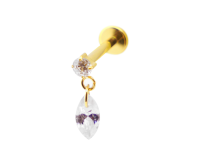 Labret Titanio PVD Oro Strass Estéril Interno y Colgante Ovalado |  ITC