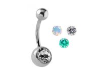 Plátano ombligo de titanio con cristal facetado de color |  ITC