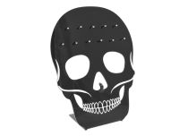 Expositor acrílico calavera y tibias cruzadas 12 joyas para tabique 14 x 18 cm