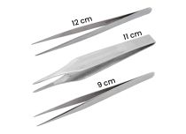 Pinzas de acero inoxidable, puntiagudas, dentadas, 11 cm de longitud