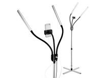 Lámpara de pie LED GEMINI con dos brazos y soporte para smartphone DAYLIGHT
